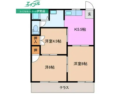 グリーンコーポ小林C(3DK/2階)の間取り写真