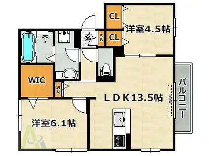 ラ・ヴェール鈴蘭(2LDK/1階)の間取り写真