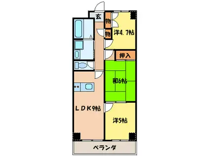 天神山マンションⅡ号館(3LDK/1階)の間取り写真
