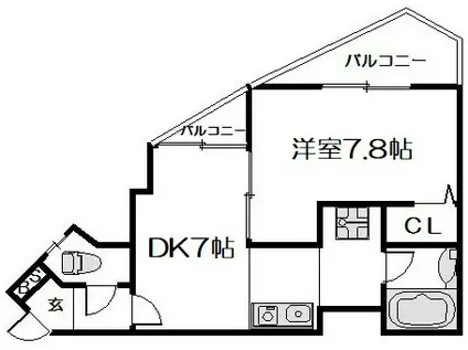 エスリード京都駅前(1DK/3階)の間取り写真