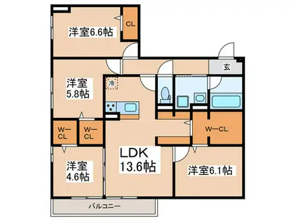 レジデンス湘南II(4LDK/2階)の間取り写真