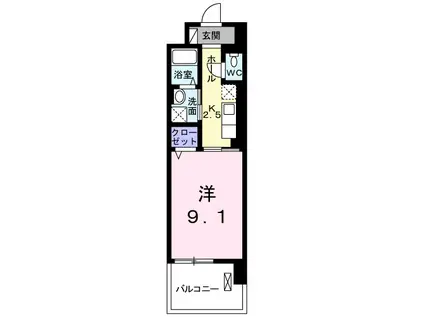 シェーネ ベル・ウッド(1K/3階)の間取り写真