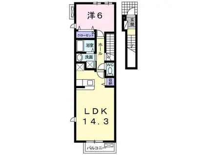 バニヤンツリー(1LDK/2階)の間取り写真