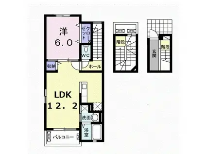 GRANDE MUKAI III(1LDK/3階)の間取り写真