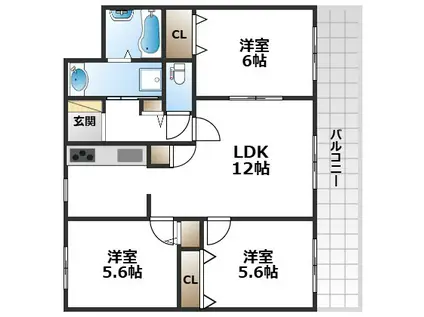 江坂公園アーバンライフ(3LDK/6階)の間取り写真