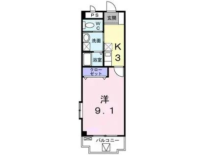 ボニート(1K/2階)の間取り写真