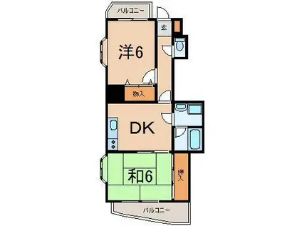 ハトヤマンション太田町(2DK/3階)の間取り写真