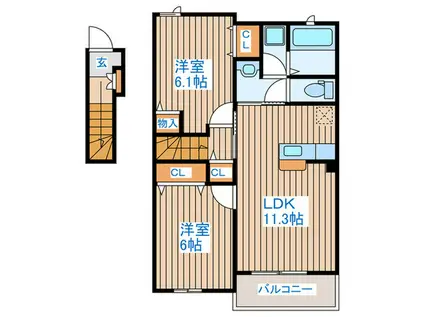 コンフォート アライブII(2LDK/2階)の間取り写真