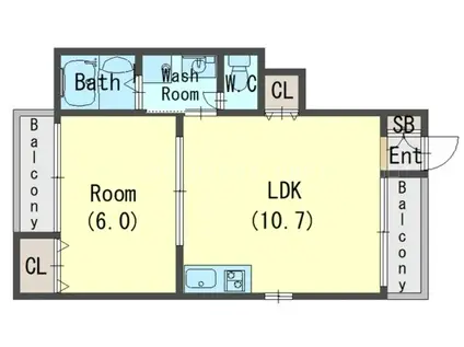 ＪＲ関西本線 志紀駅 徒歩10分 3階建 築7年(1LDK/1階)の間取り写真