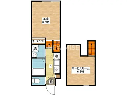 エルモーサ・サンク(1SK/1階)の間取り写真