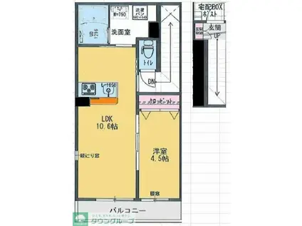 AVION西国(1LDK/2階)の間取り写真