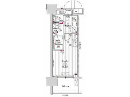 グランド・ガーラ川崎西口(1K/15階)の間取り写真