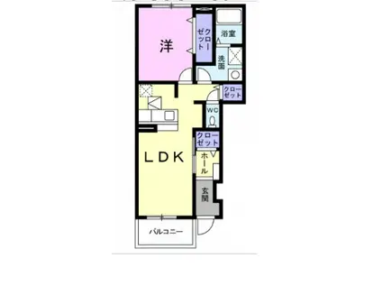 ユトリロ忠興 B(1LDK/1階)の間取り写真