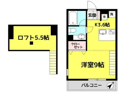 フォルトゥーナ(ワンルーム/1階)の間取り写真