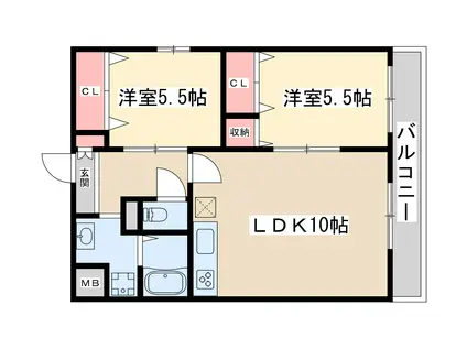 新大阪パークハイツ(2LDK/7階)の間取り写真