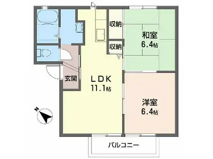 メゾンソレイユA(2LDK/1階)の間取り写真