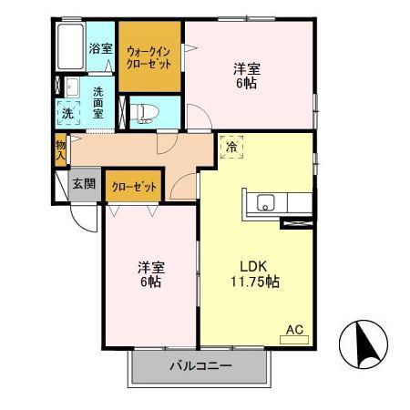 プリムローズ A/B/C(2LDK/2階)の間取り写真