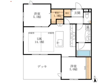 プランドール南流山(2LDK/3階)の間取り写真
