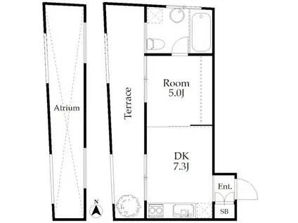 テラスウィステリア(1DK/5階)の間取り写真