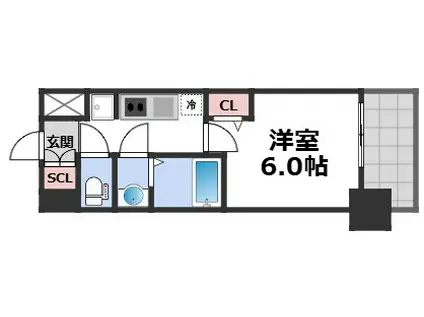 フォーリアライズ難波リアン(1K/3階)の間取り写真
