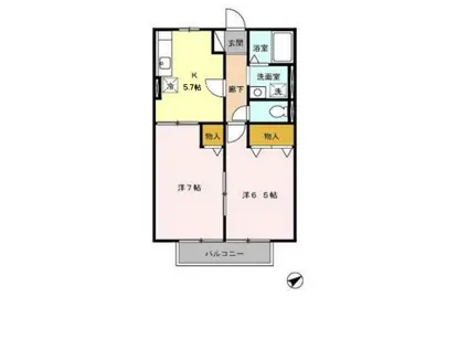 グリーンヴィラ(2K/2階)の間取り写真