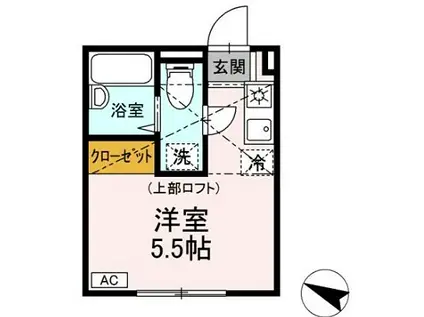 ハイツ岡沢(ワンルーム/2階)の間取り写真