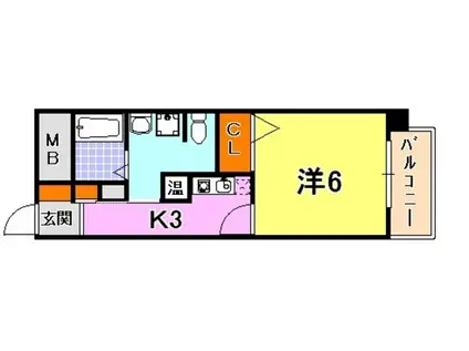 ドミール春日野道N(1K/9階)の間取り写真