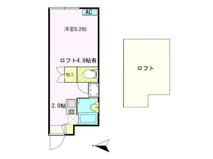 ピルエット(1K/2階)の間取り写真