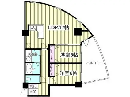 クリスタルタワー(2LDK/5階)の間取り写真