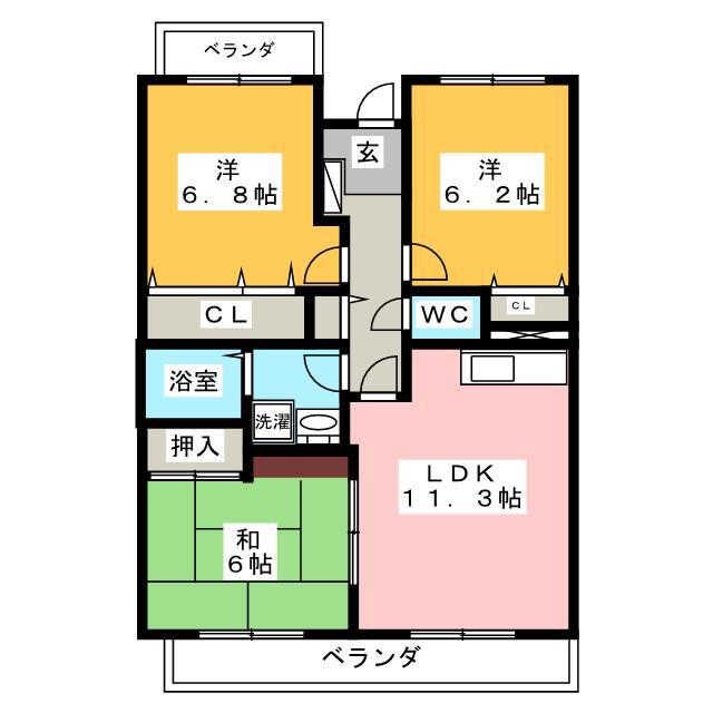 フェルミエール香貫(3LDK/2階)の間取り写真