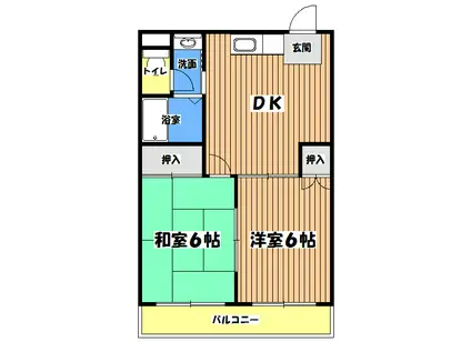 プリメールマンション(2DK/2階)の間取り写真