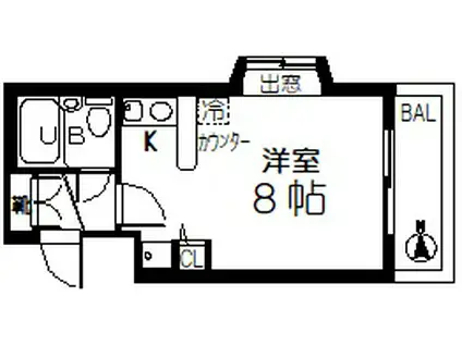 デトム・ワン西陣パートIII(1K/3階)の間取り写真