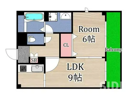 アンプルールフェール今津(1LDK/3階)の間取り写真