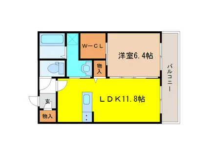 VIVO CASA(1LDK/3階)の間取り写真