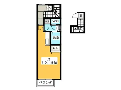 フィアス加納(ワンルーム/2階)の間取り写真