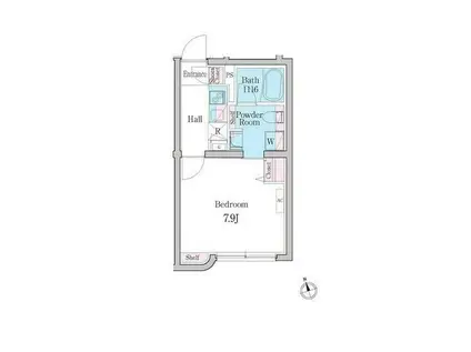 デュオメゾン自由が丘(1K/2階)の間取り写真