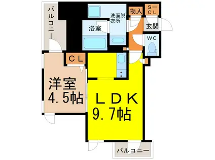 プレミアムコート葵(1LDK/9階)の間取り写真