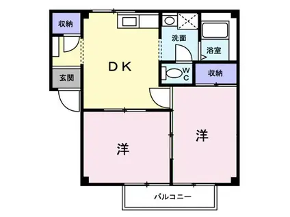サンフィールドC・D(2DK/1階)の間取り写真