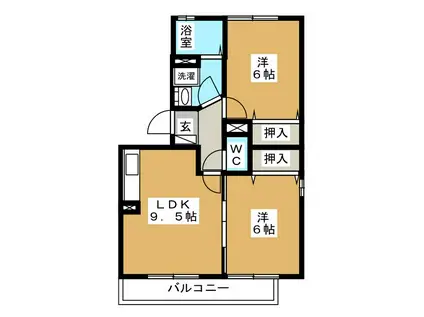 ウインドコートA棟(2LDK/1階)の間取り写真