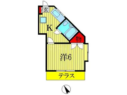 ピューピルハイツ(1K/1階)の間取り写真