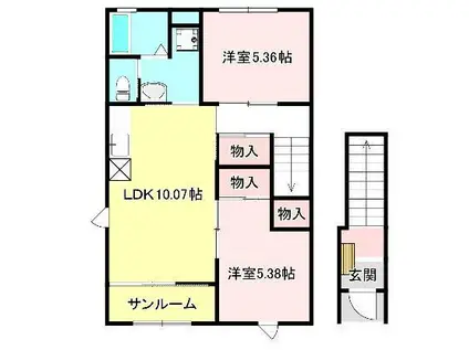 アイケーハイムA(2LDK/2階)の間取り写真