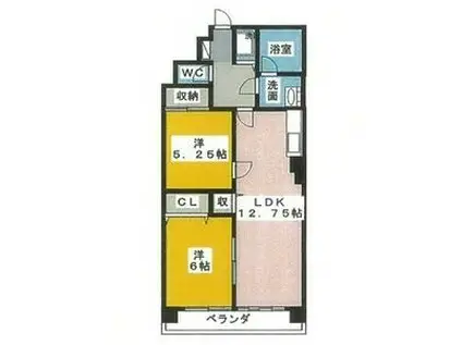 パークビュースーデン(2DK/5階)の間取り写真