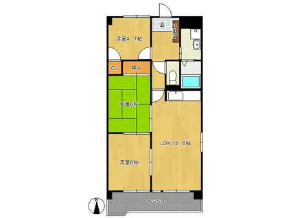 エステートピア共和(3LDK/3階)の間取り写真