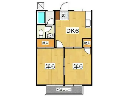 コーポラス扇町(2DK/2階)の間取り写真