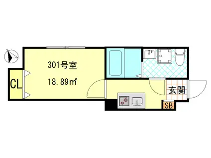 CFジオーレ小菅(1K/3階)の間取り写真