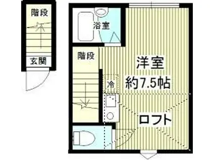 リンピエサ(ワンルーム/2階)の間取り写真