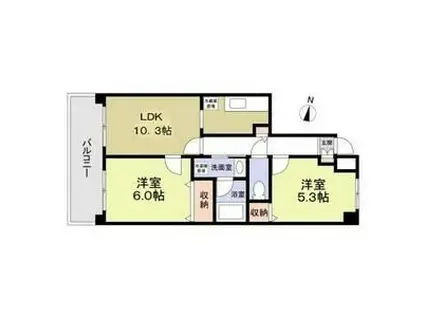 シャトーイノハナ(2LDK/1階)の間取り写真