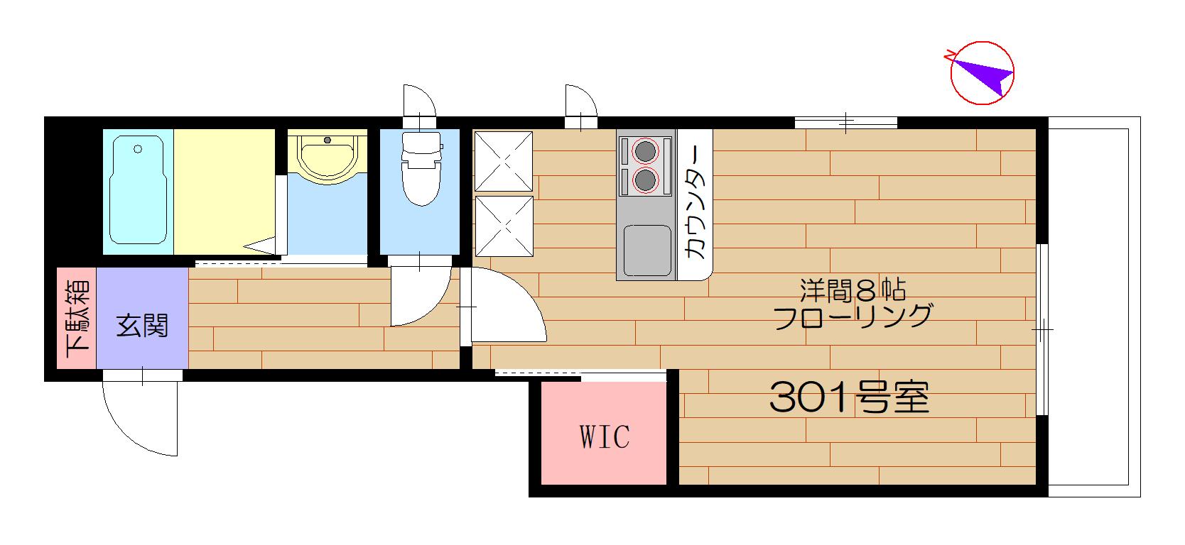 カーサ桜井(1K/3階)の間取り写真