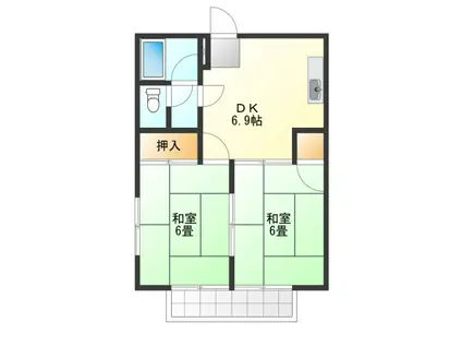 シティハイツB(2DK/2階)の間取り写真