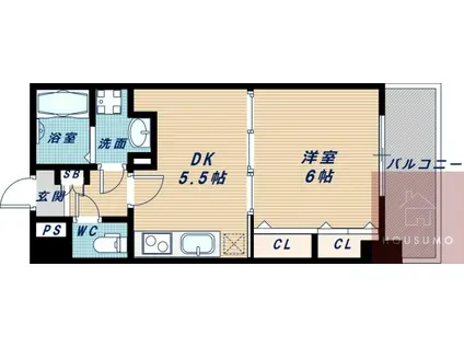 シーナリー江坂(1DK/4階)の間取り写真